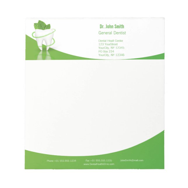 Dental Medical Mint Leaf Tooth - Notepad (Front)