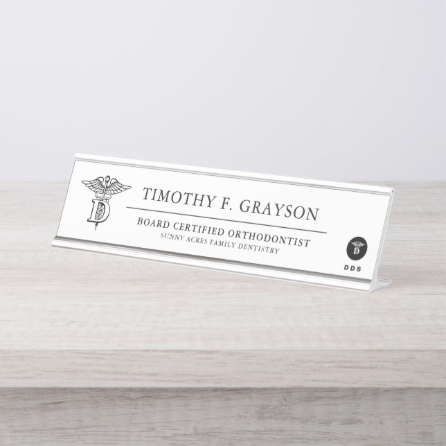 Dental Medicine Personalised Desk Name Plate (Front)