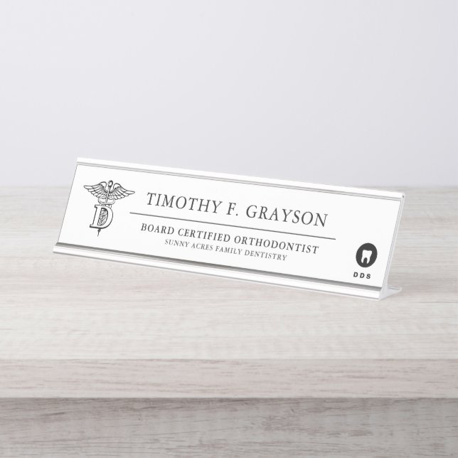 Dental Medicine Professional Personalised Desk Name Plate (Front)