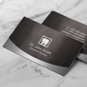 Dental Modern Leather & Metal Dentist Business Card