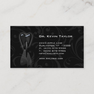Dental Molar Business Card Black White swirls