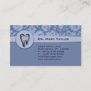 Dental Molar Business Card Damask Blue 2 stripes
