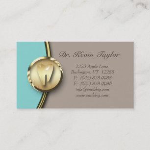 Dental Molar Business Card Gold Metal Blue Beige