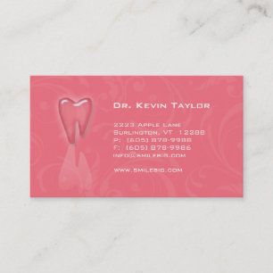 Dental Molar Business Card Peach Pink swirls