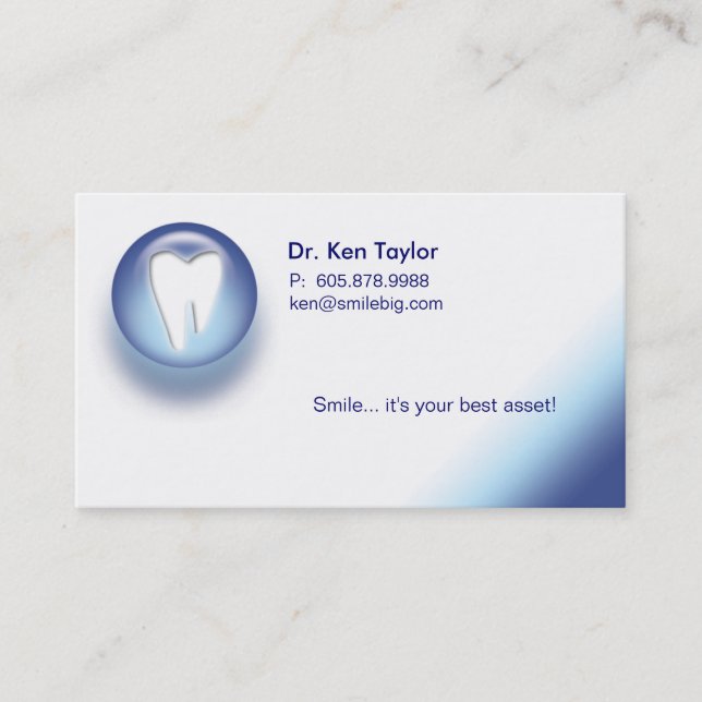 Dental Molar Logo Appointment Business Card Blue (Front)
