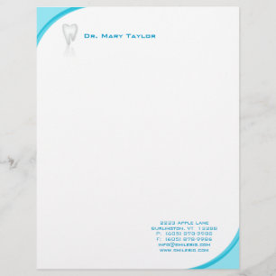 Dental Molar Stationery Turquoise Blue Curve Logo Letterhead