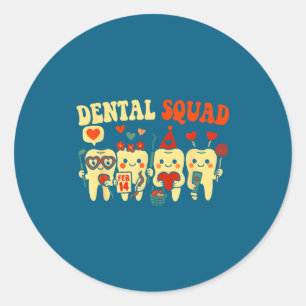 Dental nurse squad valentine's day teeth hygienic classic round sticker