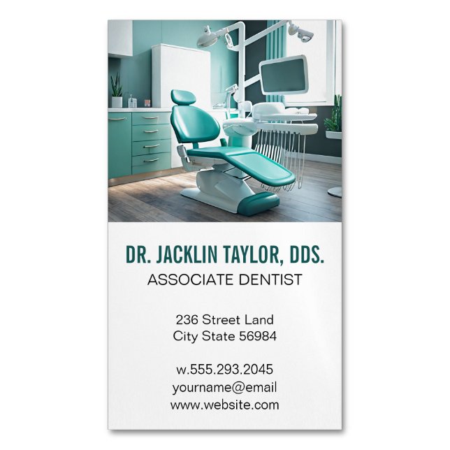 Dental Office Chair | Health Care Magnetic Business Card (Front Vertical)