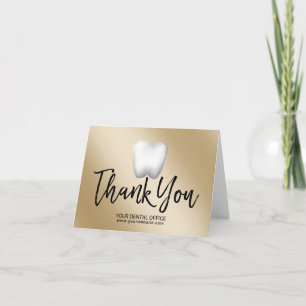 Dental Office Dentist Birght Tooth Gold Thank You Card