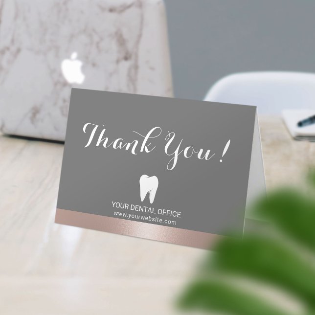 Dental Office Dentist Rose Gold Border Thank You (Creator Uploaded)