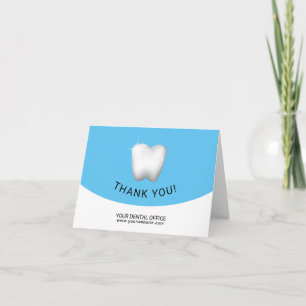 Dental Office Dentist White Tooth Blue Thank You Card