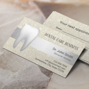 Dental Office Ivory Glitter Dentist Appointment Card
