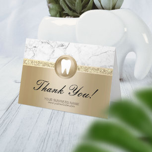 Dental Office Modern Gold Marble Thank You Card