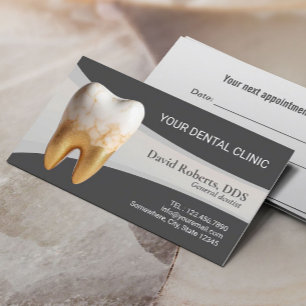 Dental Office Modern Marble Tooth Dentist Appointment Card