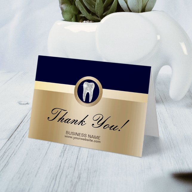 Dental Office Modern Navy & Gold Thank You (Creator Uploaded)