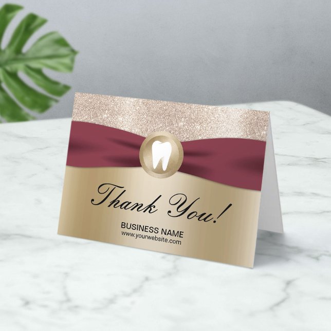 Dental Office Modern Red Ribbon Gold Thank You (Creator Uploaded)