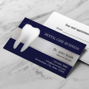 Dental Office Professional Dentist Navy Blue Appointment Card