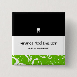 Dental Office Staff Pro Damask 15 Cm Square Badge