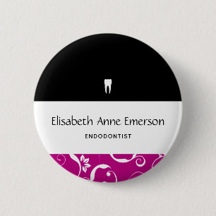 Dental Office Staff Pro Damask 6 Cm Round Badge