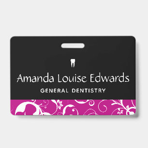 Dental Office Staff Pro Damask ID Badge