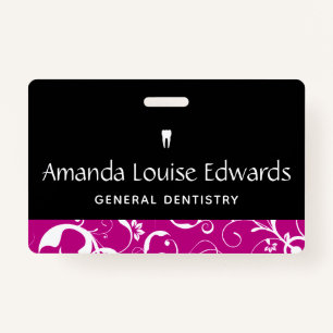 Dental Office Staff Pro Damask ID Badge