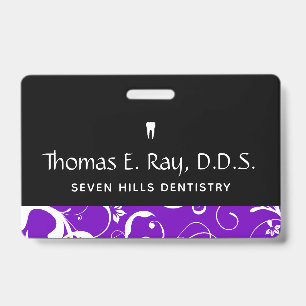 Dental Office Staff Pro Damask ID Badge