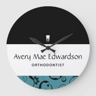 Dental Office Staff Pro Damask Large Clock