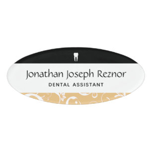 Dental Office Staff Pro Damask Name Tag