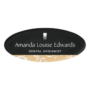 Dental Office Staff Pro Damask Name Tag