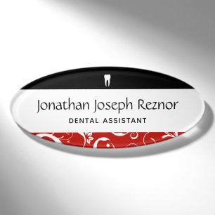 Dental Office Staff Pro Damask Name Tag