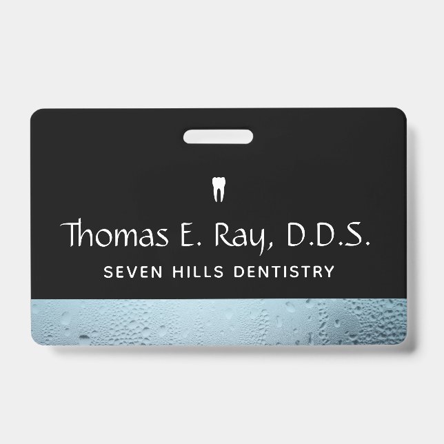Dental Office Staff Water Drops ID Badge (Front)
