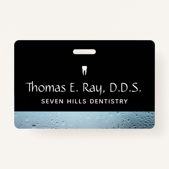 Dental Office Staff Water Drops ID Badge (Front)