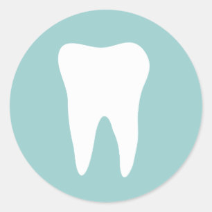 Dental office sticker with white tooth logo