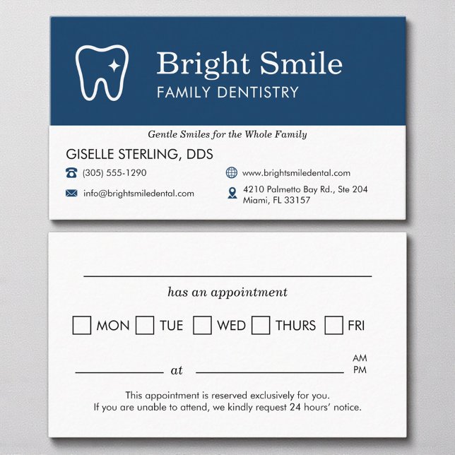 Dental Office Tooth Icon Appointment Reminder Business Card (Creator Uploaded)