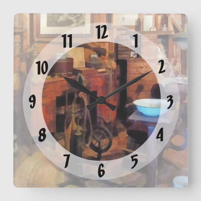 Dental Office With Drill Square Wall Clock (Front)