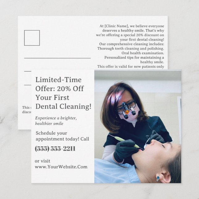 Dental or Healthcare Clinic Promotional Postcard (Front/Back)