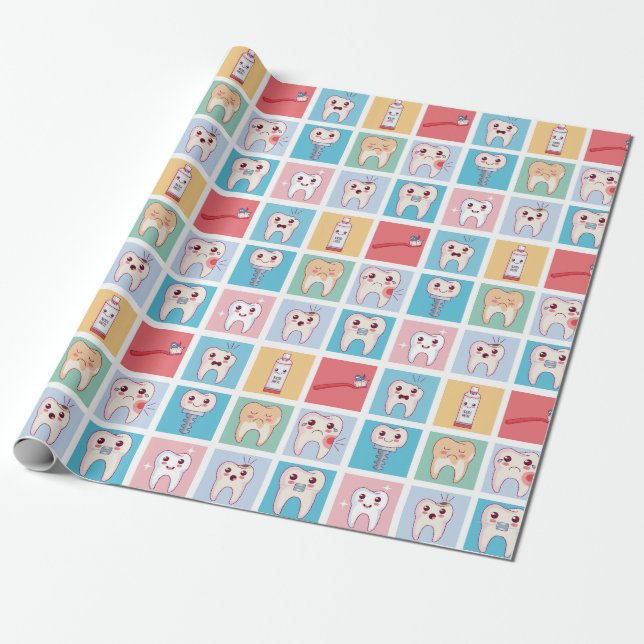 Dental Pattern Wrapping Paper (Unrolled)