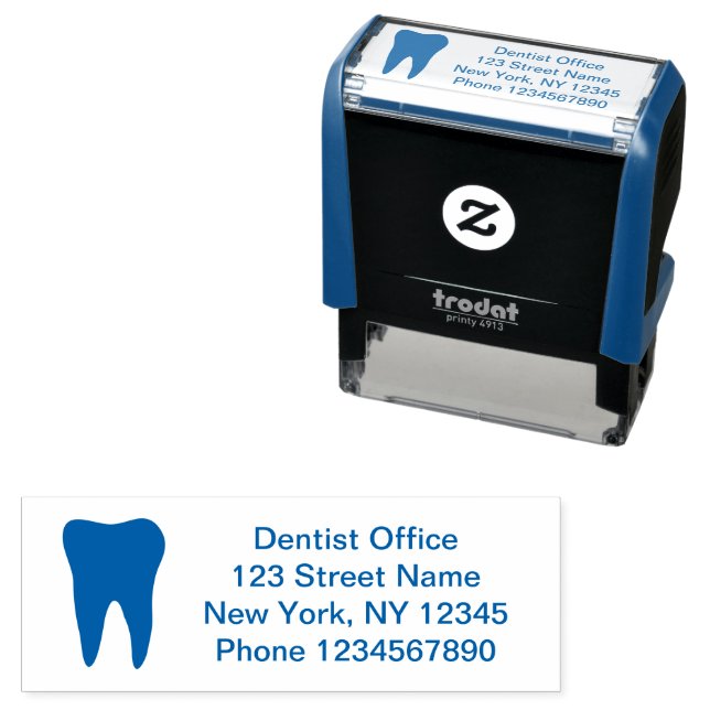 Dental practice dentistry office tooth logo custom self-inking stamp (In Situ)
