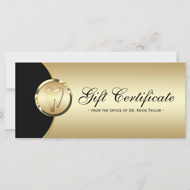 Dental Rack Card Gift Certificate Gold Black (Front)