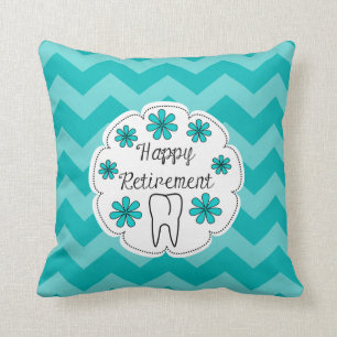 Dental Retirement Teal Chevron Cushion