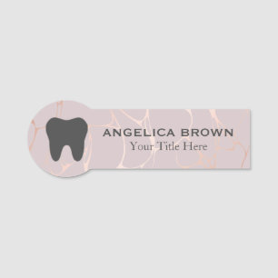 Dental - Rose Gold Marble Custom Name Tag