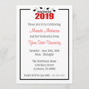 Dental School 2019 Graduation Invite (Red Caps)