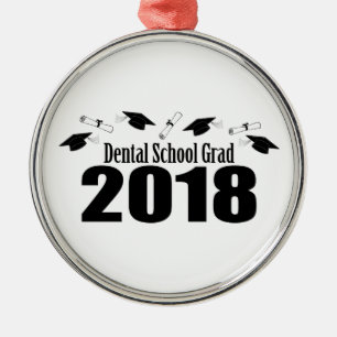 Dental School Grad 2018 Caps And Diplomas (Black) Metal Tree Decoration
