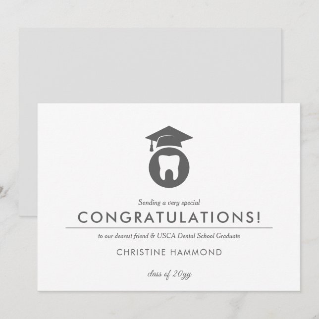 Dental School Graduate | Minimal Style Congrats Invitation (Front/Back)