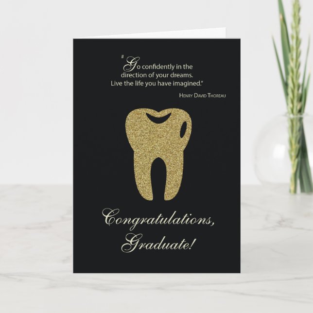 Dental School Graduation Congratulations Black Card (Front)