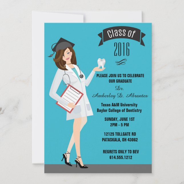 Dental School Graduation Invitation - Female DDS (Front)