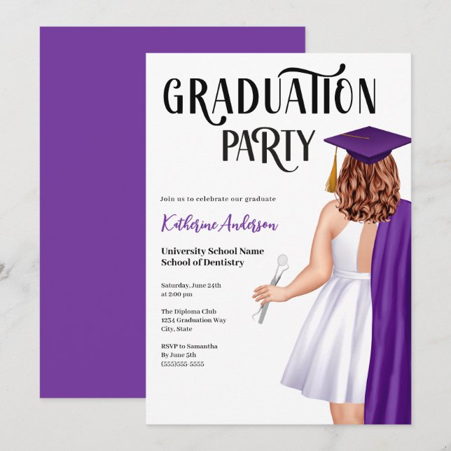 Dental School Graduation Party Invitation (Front/Back)