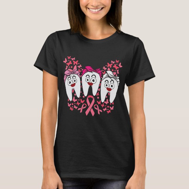 Dental Squad Breast Cancer Awareness Ribbon T-Shirt (Front)
