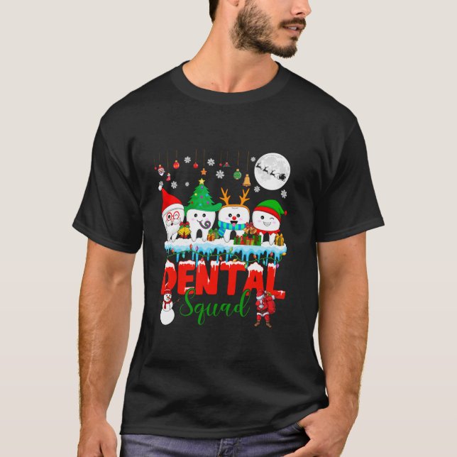 Dental Squad Christmas Tree Santa Reindeer Elf Tee (Front)