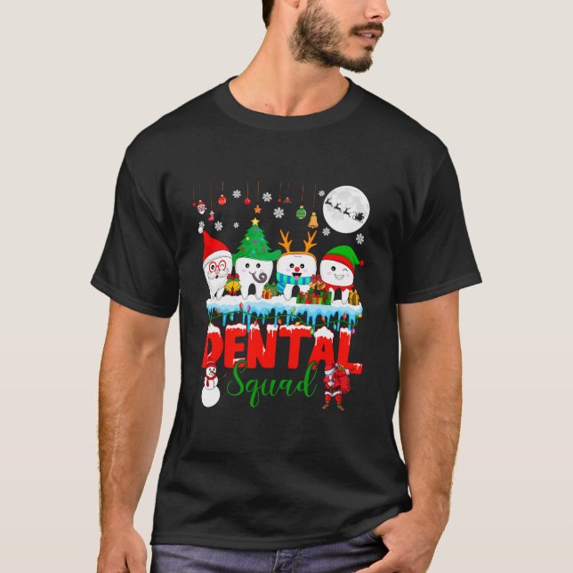 Dental Squad Christmas Tree Santa Reindeer Elf Tee (Front)